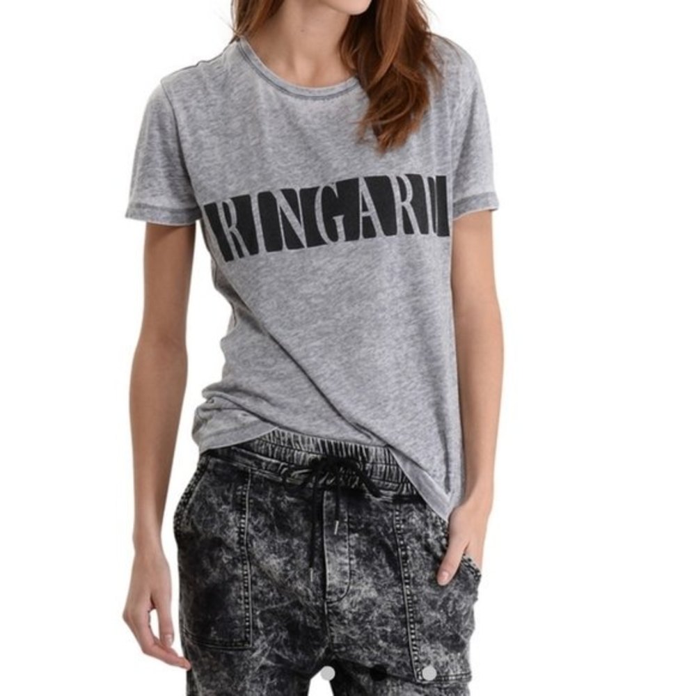 The Kooples Sport Slub Nubby Ringard Tee Small Burnout